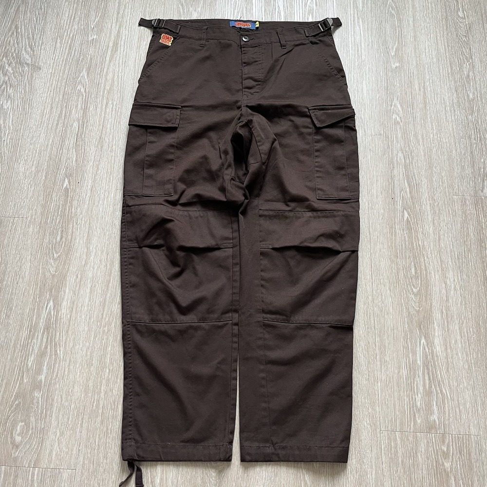 Empyre Pants Mens 30 Double Knee Cargo Adjustable Waist Baggy Skater Brown Y2K